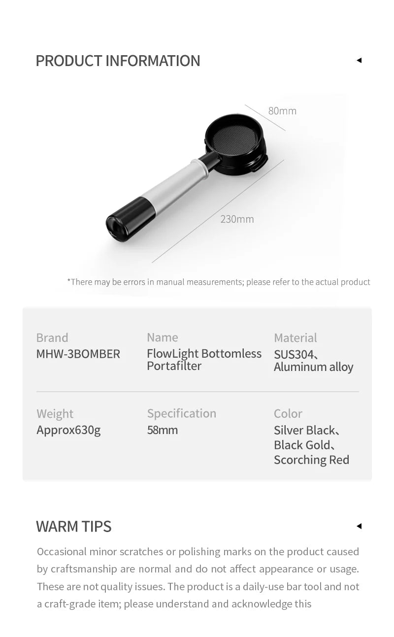 Flow Light Series - Bottomless Portafilter
