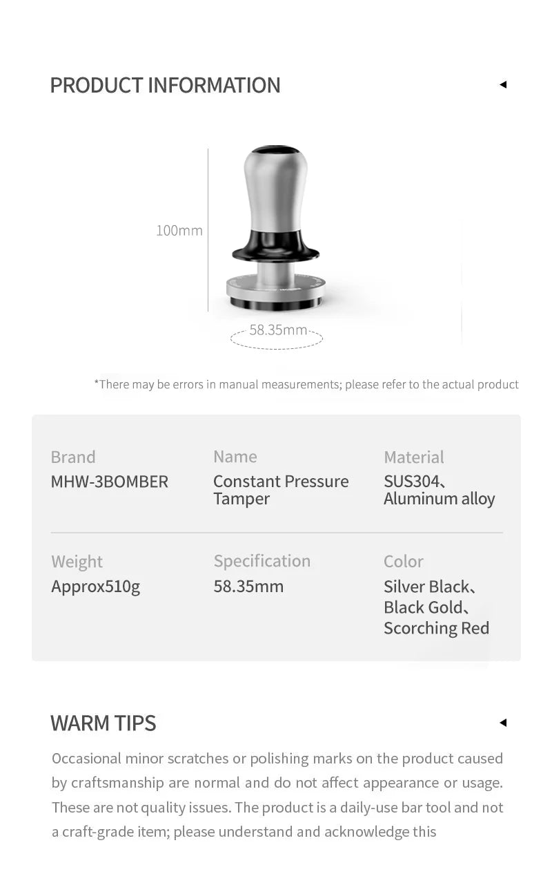 Flow Light Series - Constant Pressure Tamper