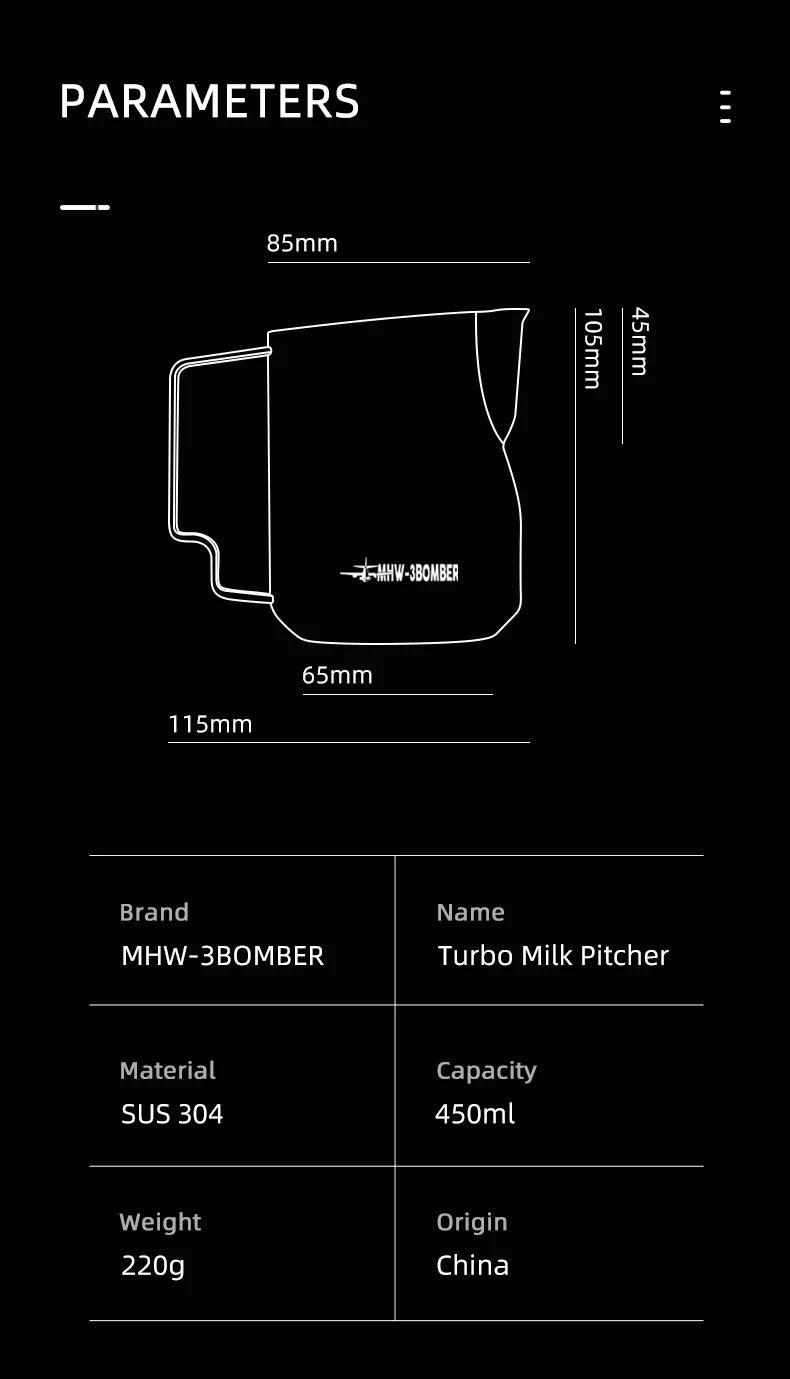 Turbo milk pitcher